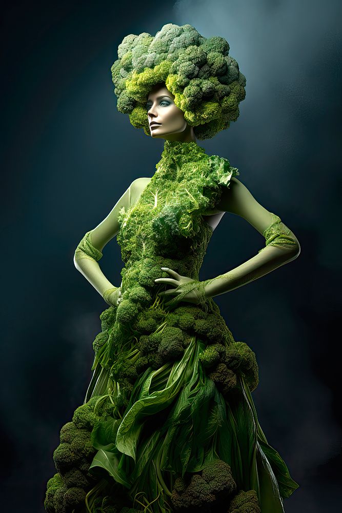 Broccoli woman fantasy. AI Generated.